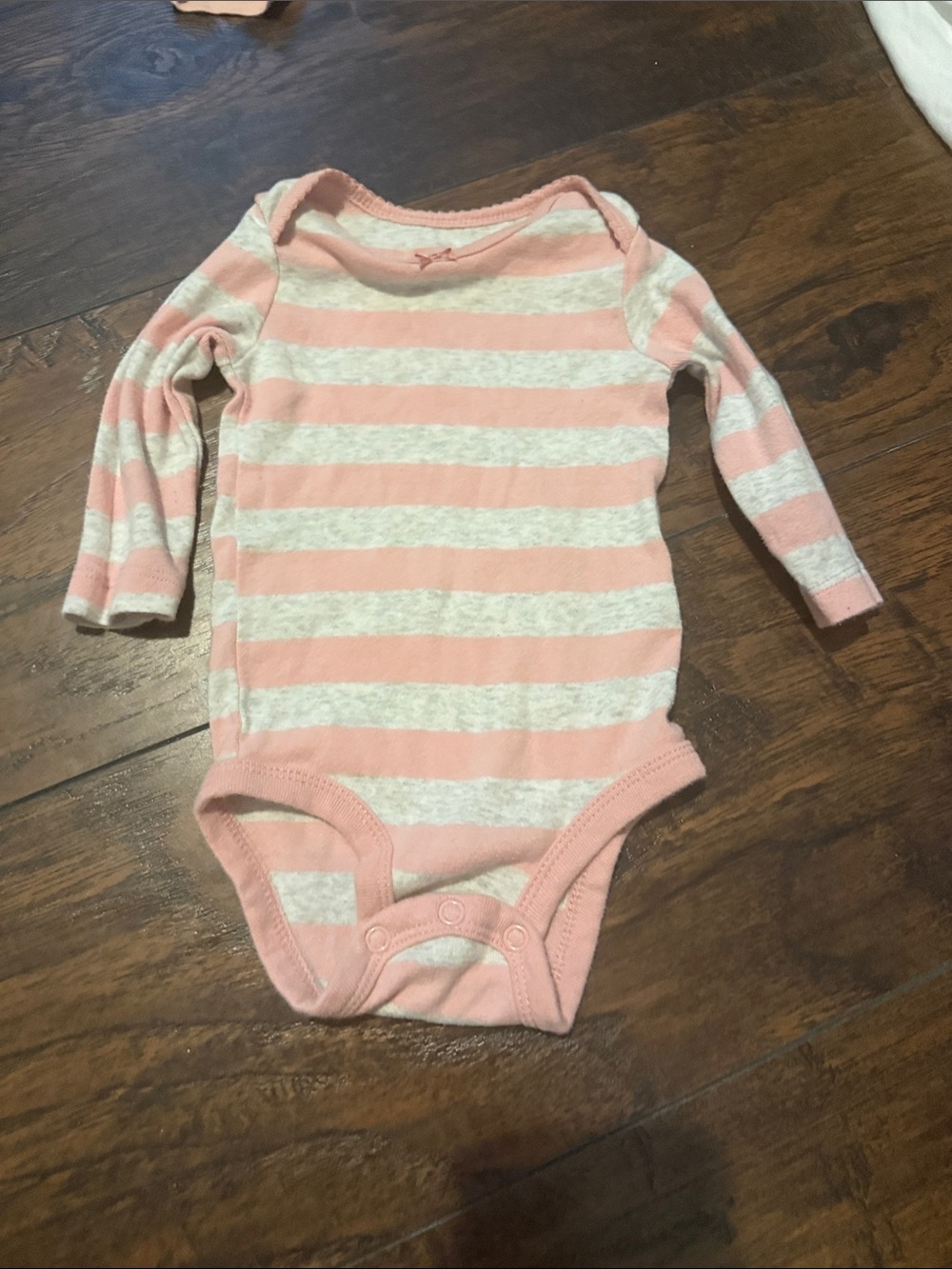 Pink and gray stripes onesie long sleeve